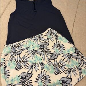 Tommy Bahama Navy and Cream Floral Tank Top